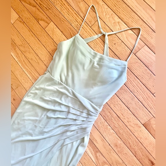 Azazie Sea Foam Green Floor-Length Dress Size A6 - Picture 2 of 5